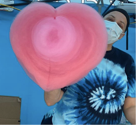 Cotton Candy shaped into a heart